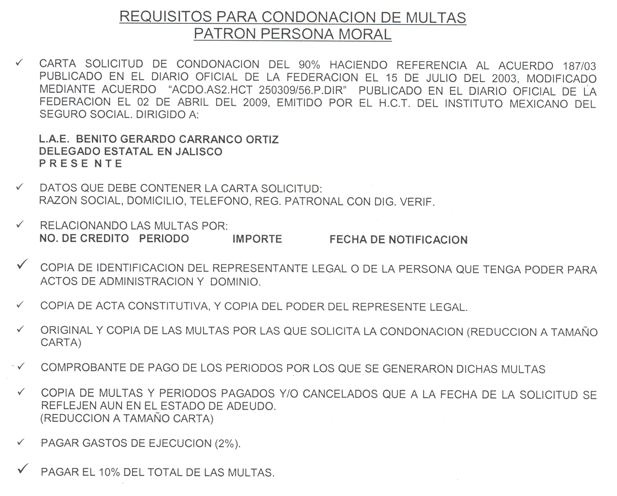 IMSS condonacion multas 90% Acuerdo 187/2003  El Conta 
